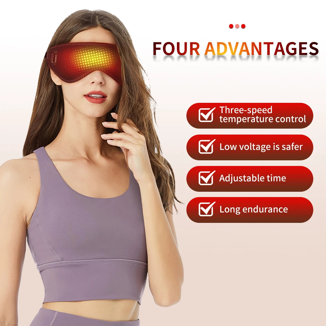 Heated Eye Mask for Dry Eyes – Warm & Hot Compress with 3 Heat Levels for Sleep & Dark Circles