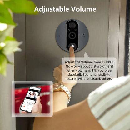 Smart Life WiFi Doorbell Camera: 3MP 1080P, 5000mAh Battery, PIR Motion Sensor - Alexa/Google