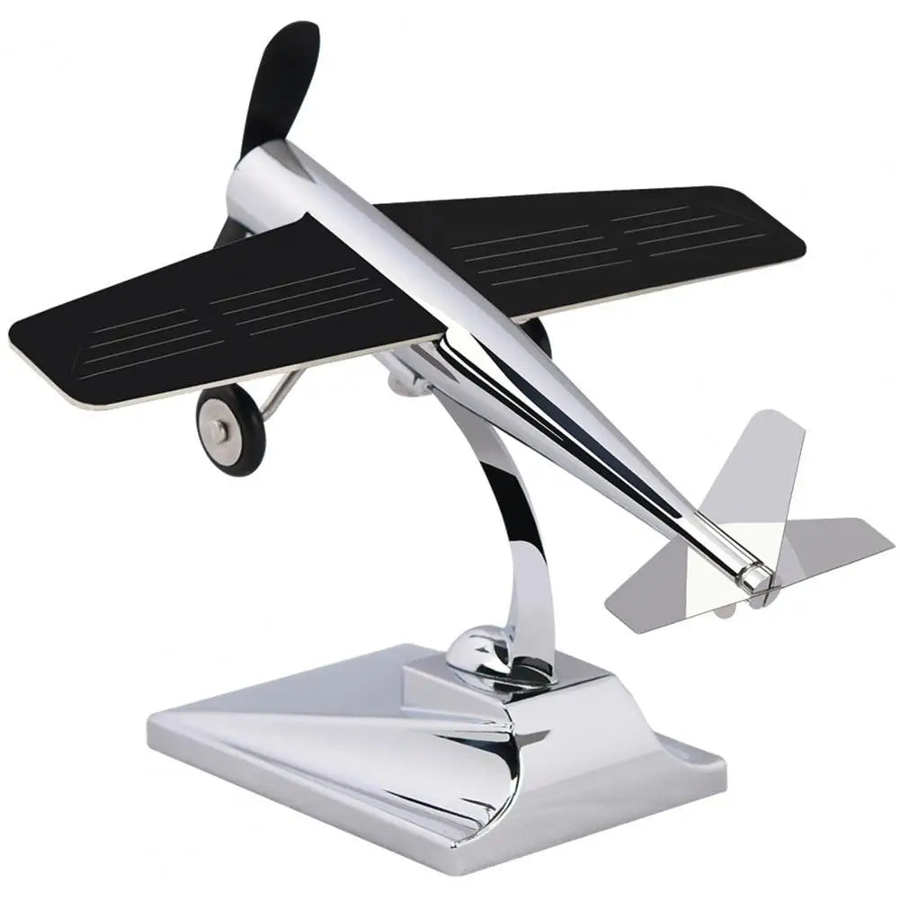 Solar-Powered Aircraft Model with Propeller – Miniature Sunlight-Resistant Plane Car Ornament