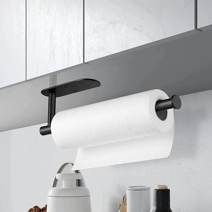 Stainless Steel Wall-Mounted Toilet Paper Holder & Kitchen Towel Rack – Adhesive, Rustproof, Space-Saving
