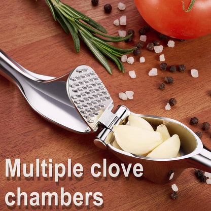 Garlic Press & Mincer – Zinc Alloy Crusher with Ergonomic Soft Grip Handle, Easy to Squeeze & Clean