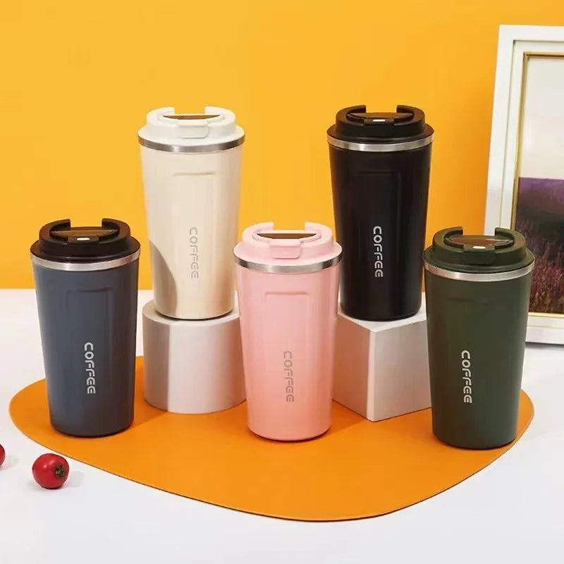 Vacuum Insulated Coffee Mug - 380/510ml Leak-Proof Thermal Travel Cup for Hot Tea, Stainless Steel Thermos