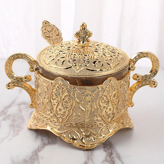 European Style Glass Storage Box Seasoning Bottle Restaurant Kitchen Daily Necessities Golden Storage Tank Kitchen Supplies