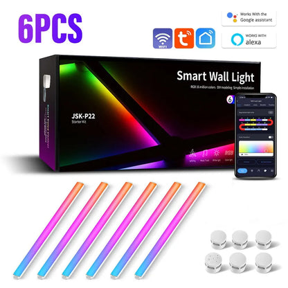 WiFi LED RGBIC Light Bar – Smart Wall Lamp, App-Controlled, Music Rhythm Night Light for TV & Bedroom