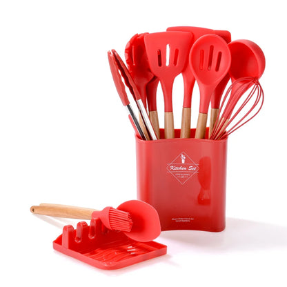 Silicone Kitchen Utensil Set BPA Free Kitchen Cooking Baking Tools Set Kitchen Accessories Gadgets Kitchenware With Container N.