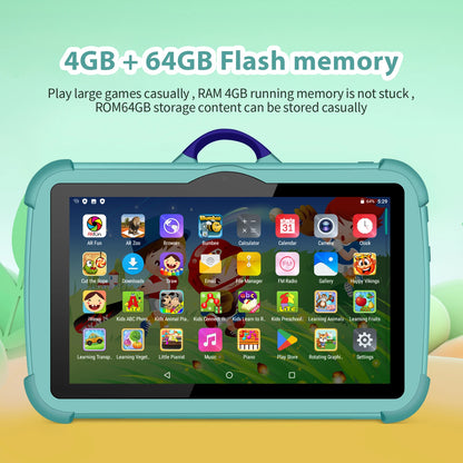7-Inch Kids Tablet PC – Android 13, Quad-Core, 4GB RAM, 64GB Storage Educational Tablet