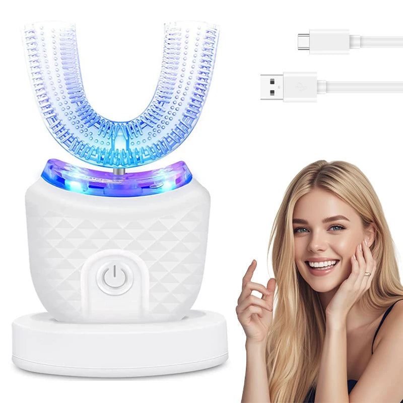 Teeth Whitening Light U-Shaped Sonic Wireless Toothbrush 360° Ultrasonic Lazy Automatic Adult