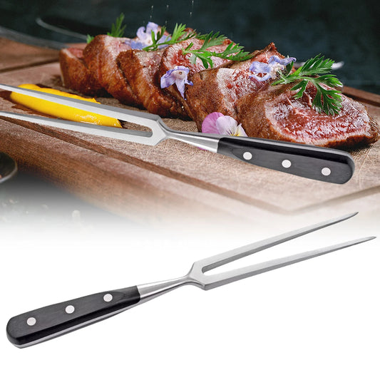 1 Pcs Kitchen Dining Tableware Stainless steel Wooden carving meet fork