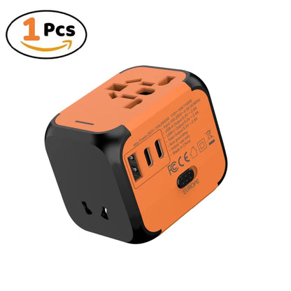 Universal Travel Adapter | EU UK USA Plug Converter with USB-C Charger