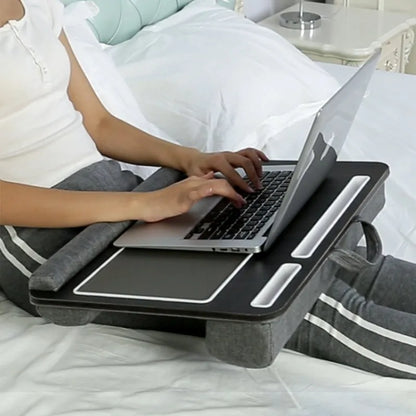 Multi-Purpose Laptop Desk – Portable Leg Table with Double Groove, Anti-Slip Design & Embedded Mouse Pad for Sofa & Bedroom