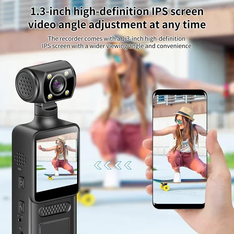 Xiaomi 8K HD Handheld Pocket Camera – 180° Rotating Mini Wearable Night Vision Outdoor Sports Camera