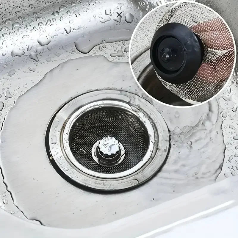 2-Piece Kitchen Sink Strainer Set – Stainless Steel Mesh Drain Basket with Handle & Stopper