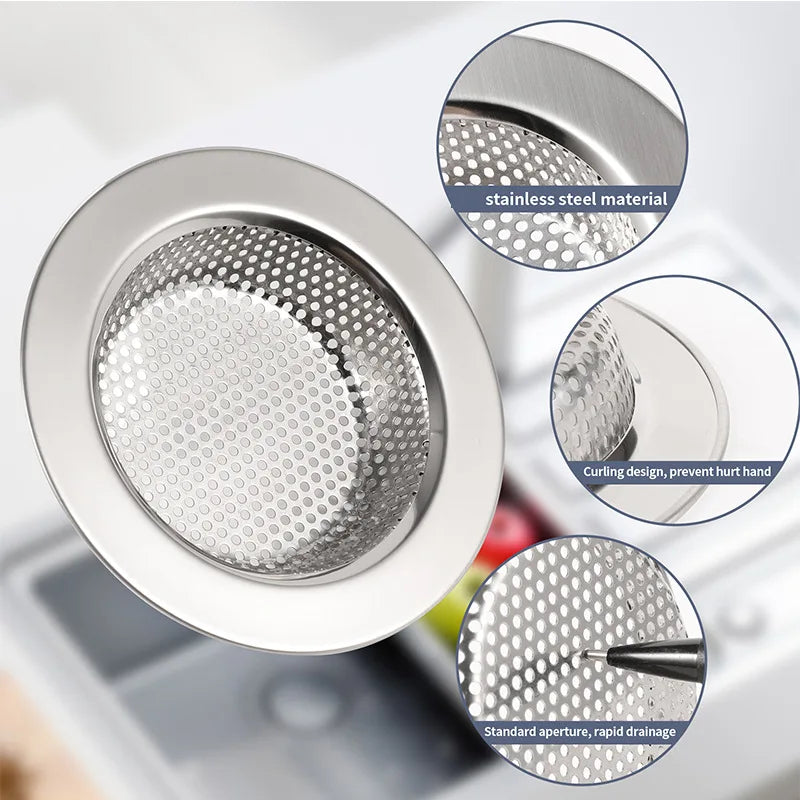 Stainless Steel Sink & Shower Drain Strainer – Hair Catcher, Food & Slag Stopper for Kitchen & Bathroom