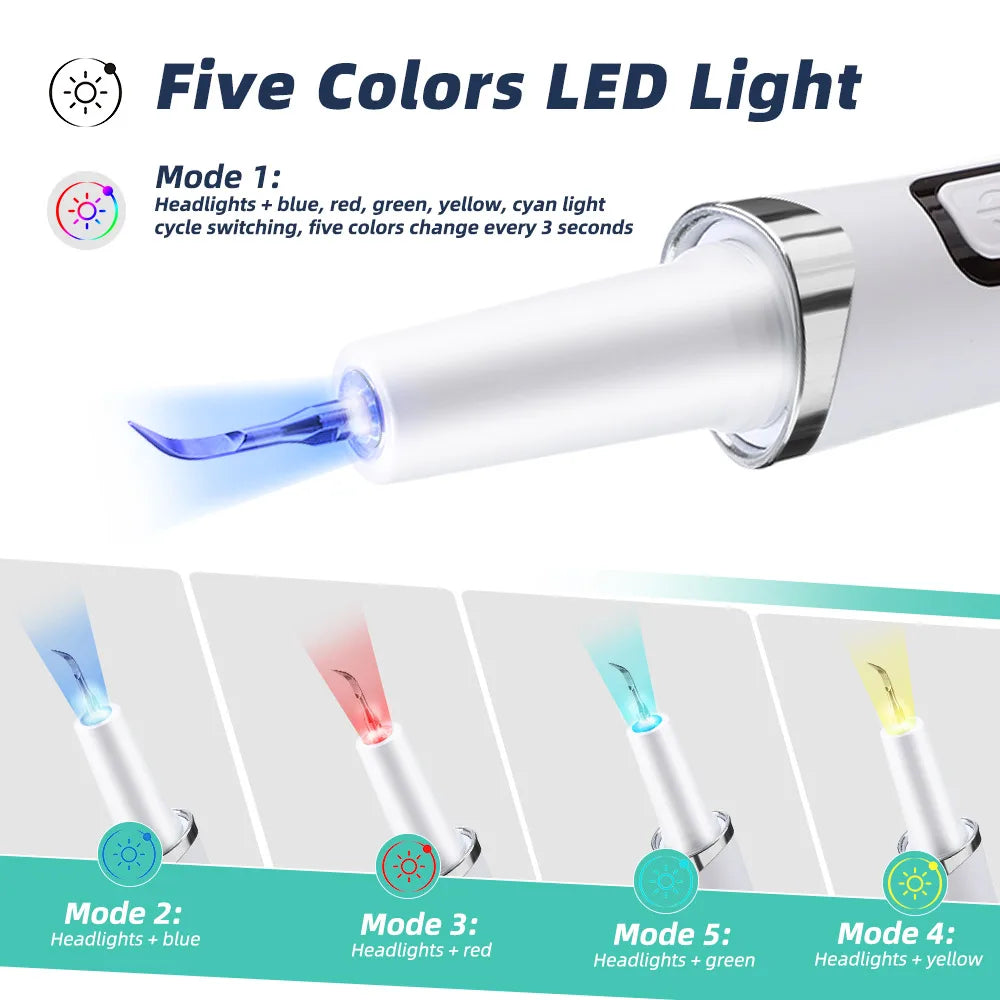 5 LED Ultrasonic Dental Scaler – 9 Levels Plaque, Stain & Tartar Removal Tooth Cleaner