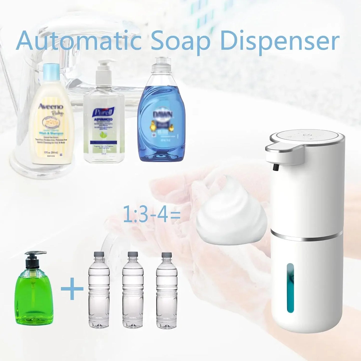 Automatic Liquid & Foam Soap Dispenser – Touchless Electric Dispenser with Infrared Sensor, USB Rechargeable