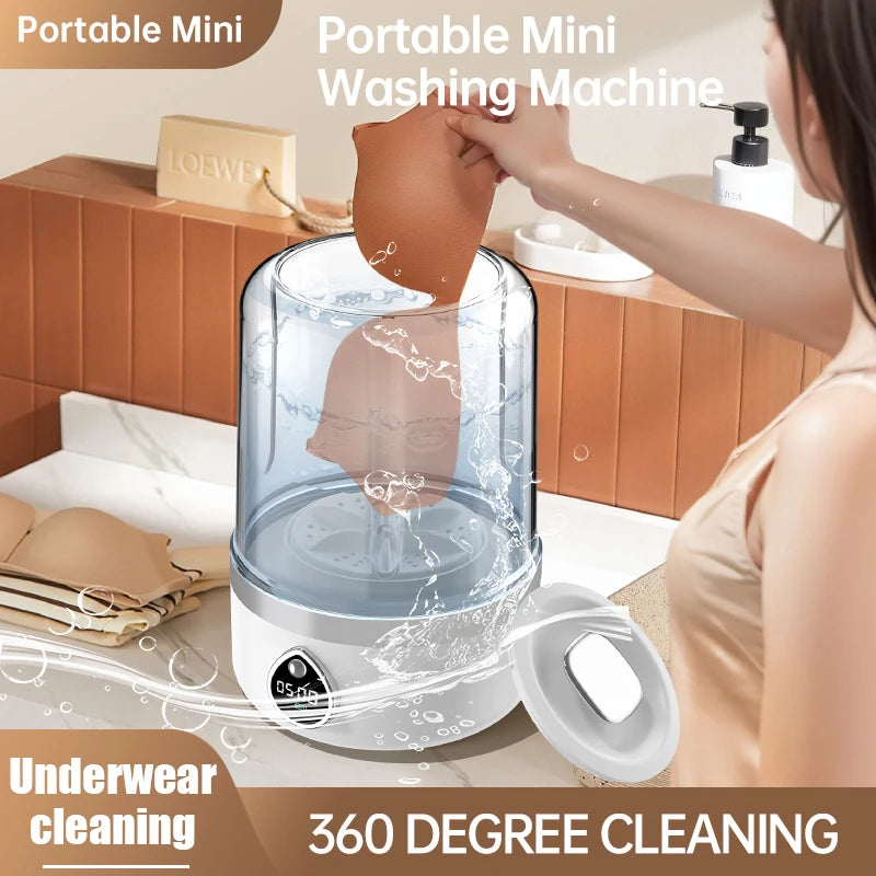 Mi Portable Wireless Washing Machine – 1.5L Mini Underwear & Socks Cleaner with LED Bucket