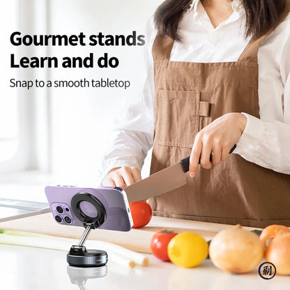 Mechanical Vacuum Suction Magnetic Car Phone Holder – 360° Rotating Universal Navigation Stand