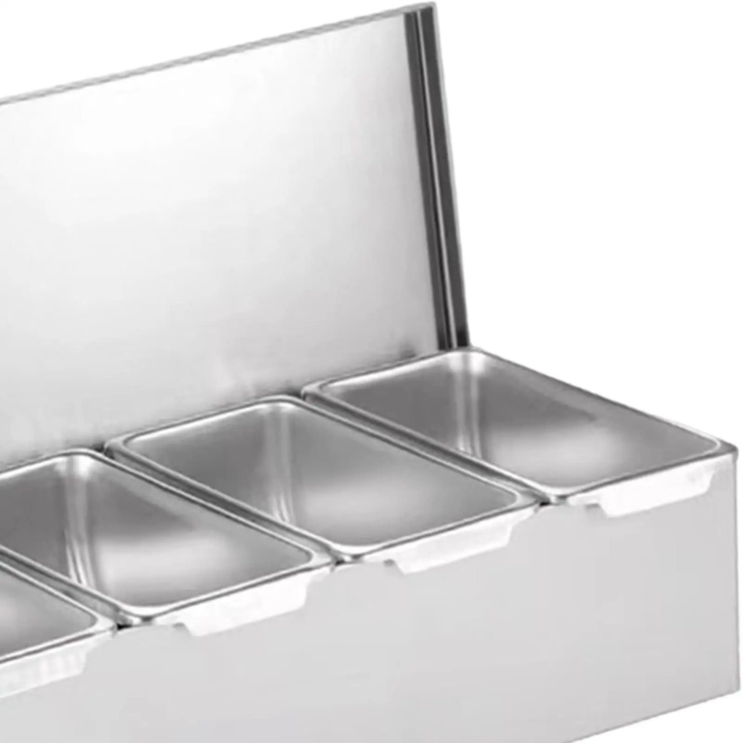 Stainless Steel Baking Tool Storage Container Multi Compartments Seasoning Organizer Box for Bar Kitchen Restaurant Home