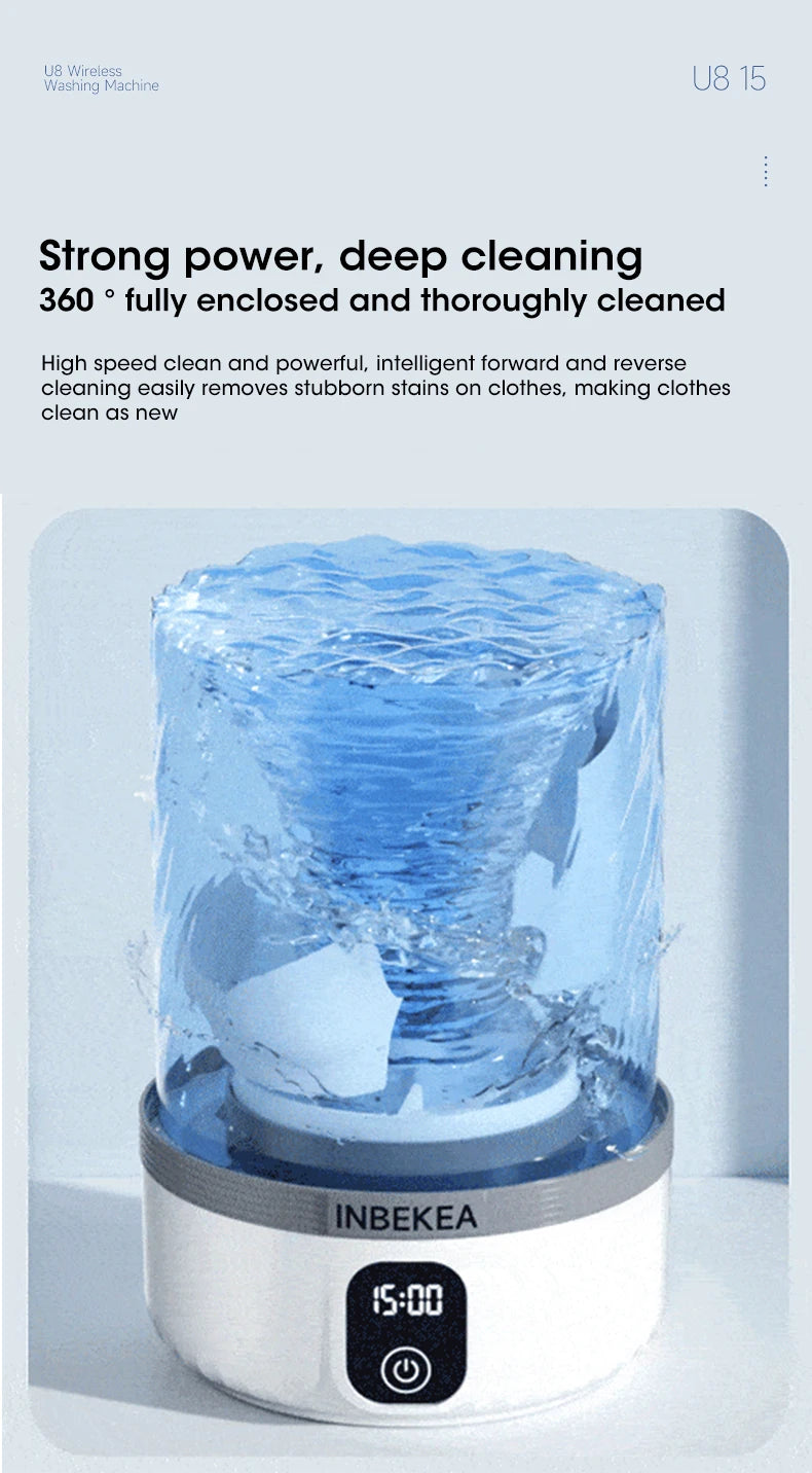 Wireless Underwear Washing Machine 1.5L – Portable Rechargeable Socks Cleaner with Blue Light