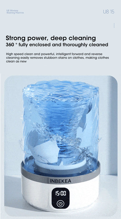 Wireless Underwear Washing Machine 1.5L – Portable Rechargeable Socks Cleaner with Blue Light