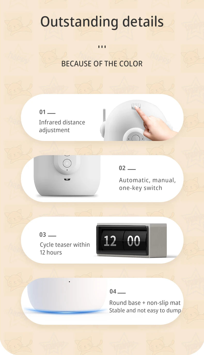 Automatic Laser Cat Toy – Rechargeable Interactive Pet Teaser with Auto-Rotation & Fast/Slow Modes