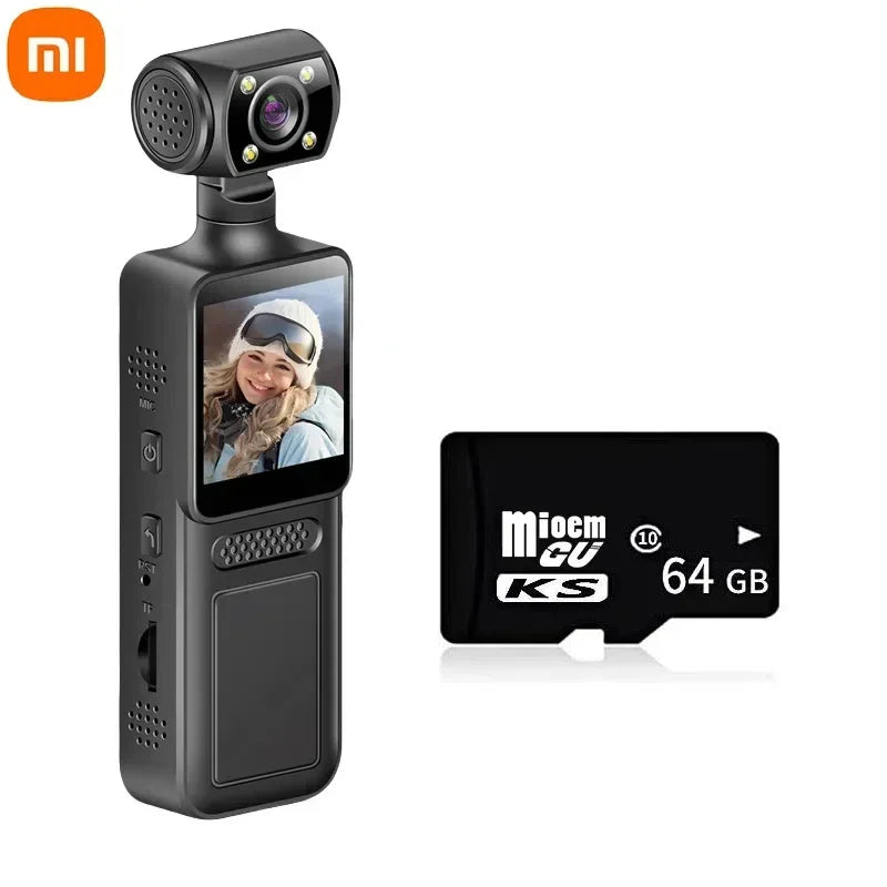 Xiaomi 8K HD Handheld Pocket Camera – 180° Rotating Mini Wearable Night Vision Outdoor Sports Camera