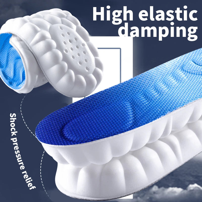 4D Cloud Technology Sports Insoles – Soft PU Sole with Shock Absorption, Breathable Cushion for Running & Orthopedic Foot Care