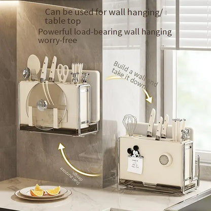 Magnetic Knife Holder and Cutting Board Combo Stainless Steel Knife Storage Rack Kitchen Knife Holder CreaminsMultifunctional