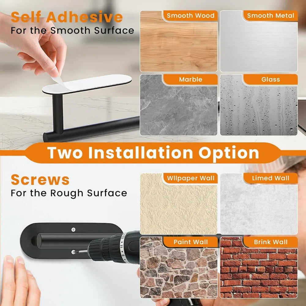 Kitchen Paper Towel Holder Adhesive Tissue Hanger Toilet Roll Paper Dispenser Cabinet Storage Napkin Rack Bathroom Accessories