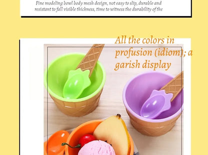 Ice Cream Cups and Ice Cream Scoop Set Summer Essential Party Ice Cream Cone Planter with Spoon Kitchen Supplies Kitchen Tools
