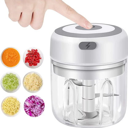 250ML Electric Garlic Mincer & Vegetable Chopper – USB Mini Food Processor for Onion, Garlic, and More