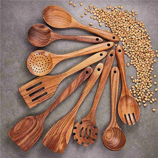 A69ewooden Kitchen Utensils Set,18 Pcs Wooden Spoons For Cooking,Wooden Cooking Utensils,Wooden Spoons For Non-Stick Pan