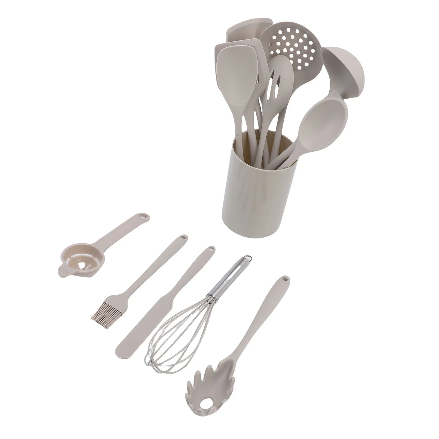 Kitchen Spatula Set Safe Anti Scald Easy Cleaning Kitchen Utensils Set Nonstick Heat Proof Silicone with Holder for Cooking