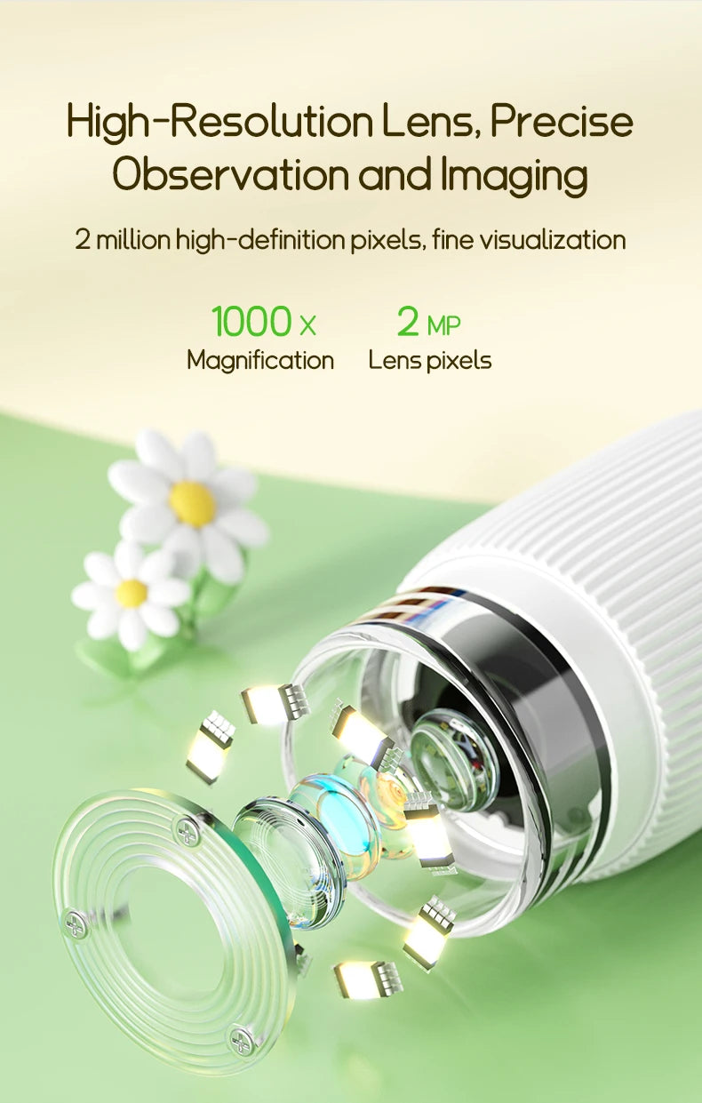 Kids Microscope 1000x Magnification 200MP With LED Light – Educational Science Toy for Children, Photo & Video Function