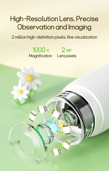 Kids Microscope 1000x Magnification 200MP With LED Light – Educational Science Toy for Children, Photo & Video Function