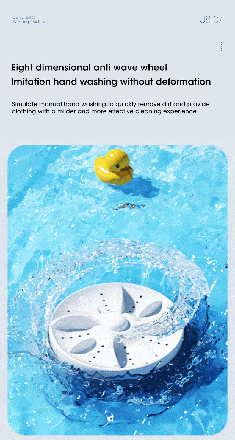 Wireless Underwear Washing Machine 1.5L – Portable Rechargeable Socks Cleaner with Blue Light