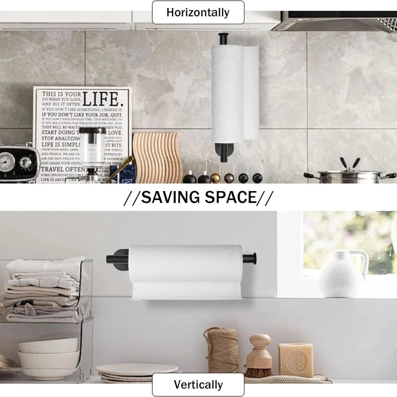 Stainless Steel Wall-Mounted Toilet Paper Holder & Kitchen Towel Rack – Adhesive, Rustproof, Space-Saving