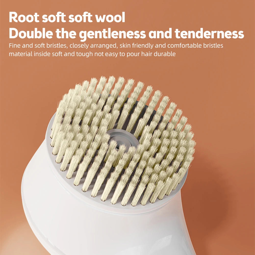 Electric Shower Brush – Rechargeable IPX7 Waterproof, 3-Speed 6-in-1 Wireless Body Scrubber