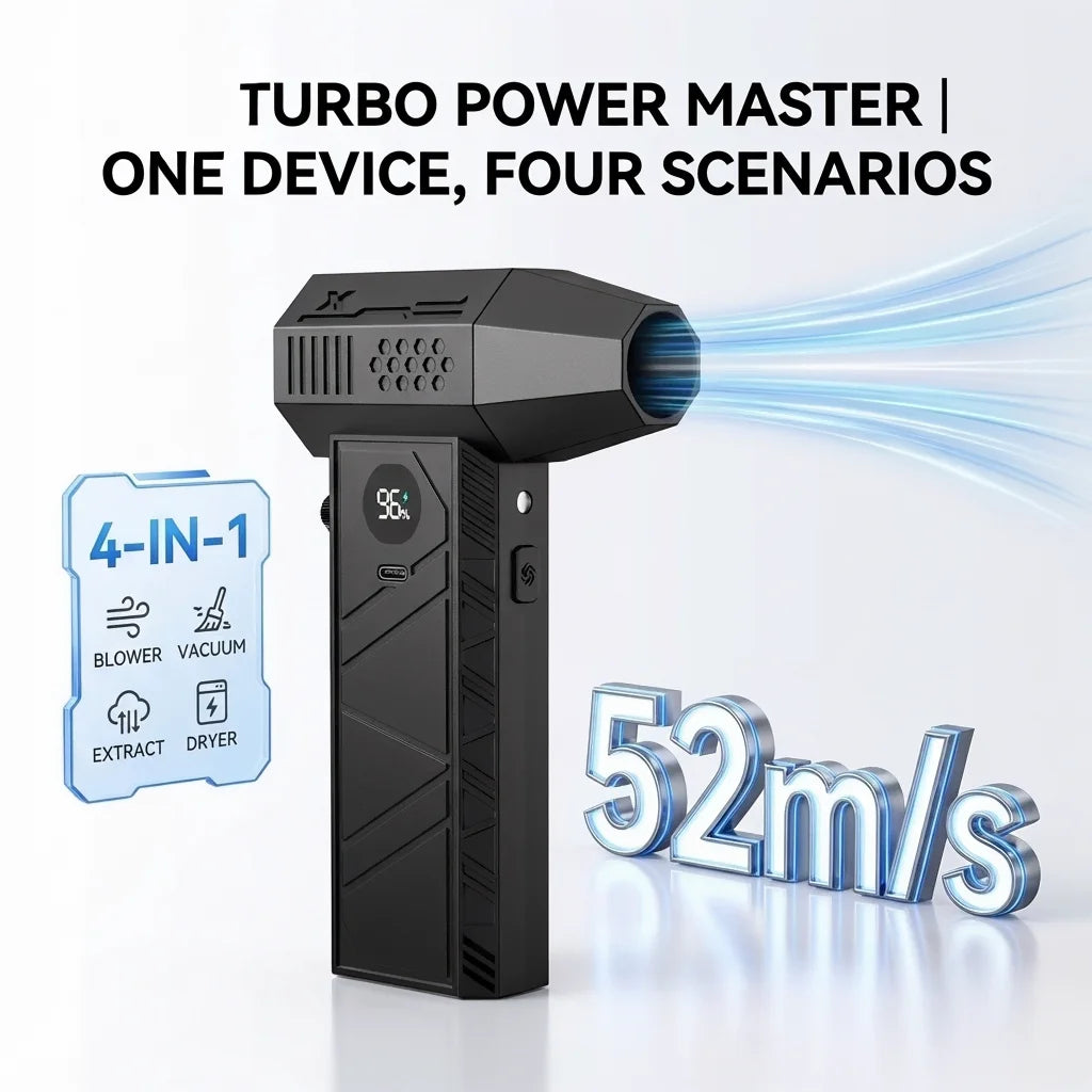 Violent Fan 400000RPM Brushless Turbo Jet Blower – 53m/s Powerful Air Blower & Vacuum Dust Cleaner, Type-C Fast Charging