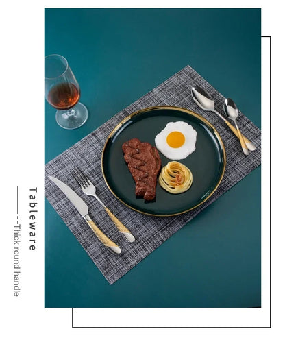 Kitchen Tableware Cutlery Set  Cutlery Set Stainless Steel Luxury Dinnerware Fork Spoon Knife Western Dinner Set Gold