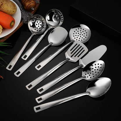 11pcs stainless steel tableware set, spoon spatula set, full kitchen cooking spatula kitchenware cooking utensils.