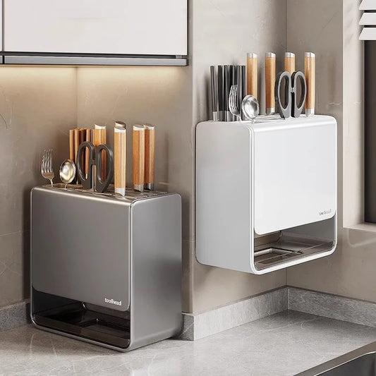 Kitchen Knife Storage Box Non-perforation Knife Holder Wall-mounted Knife Rack Kitchen Items Kitchen Accessories Organizer