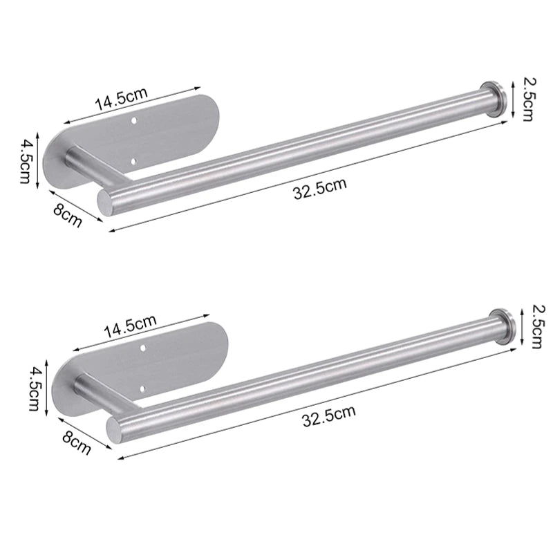 Stainless Steel Wall-Mounted Toilet Paper Holder & Kitchen Towel Rack – Adhesive, Rustproof, Space-Saving