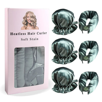 3-Piece Satin Heatless Curling Rod Set – Soft Overnight Curling Headband with Hair Caps for Long Hair
