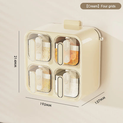 Kitchen Seasoning Jar Household Seasoning Salt Jar Wall Mounted Non Perforated Strong Suction Cup Combination Set