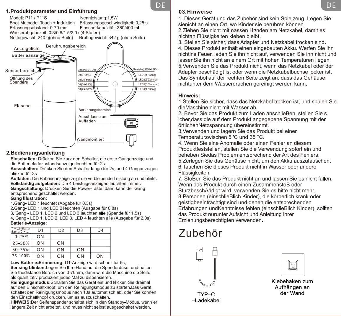 Automatic Liquid & Foam Soap Dispenser – Touchless Electric Dispenser with Infrared Sensor, USB Rechargeable