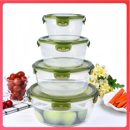 Kitchen plastic stall sealed box, food-grade microwave oven heating lunch box, refrigerator storage round set, fresh-keeping box