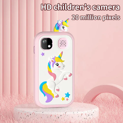 Unicorn Kids Smartphone Toy with HD Camera & Touchscreen | Cartoon Puzzle Games & Music Player | No SIM Card, Gift for Girls & Boys