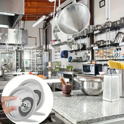 2-Piece Kitchen Sink Strainer Set – Stainless Steel Mesh Drain Basket with Handle & Stopper