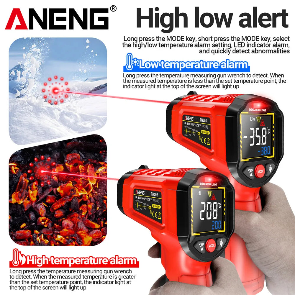 ANENG TH203 Infrared Thermometer – Non-Contact Gun for Instant -50°C to 600°C Readings